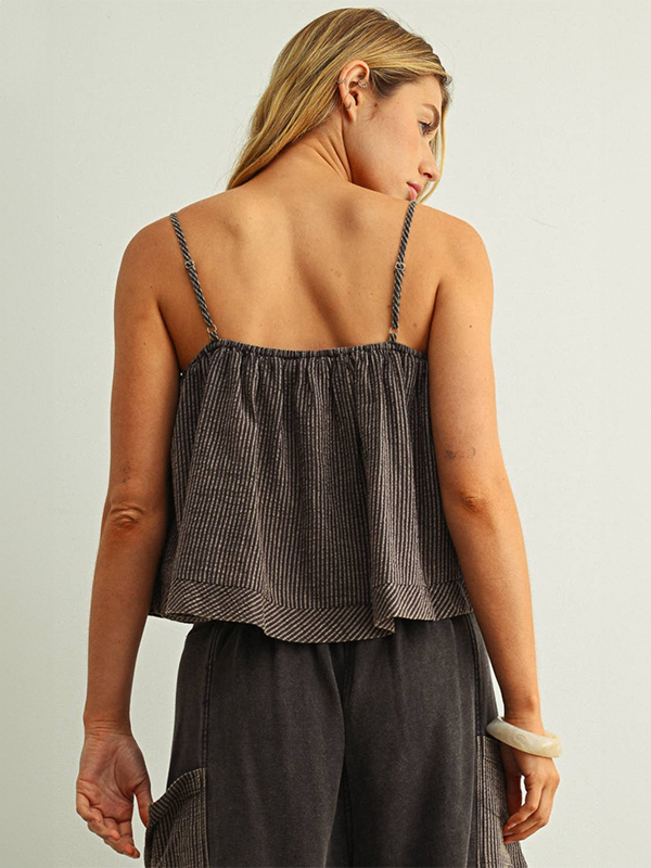 Striped Crop Top: Black