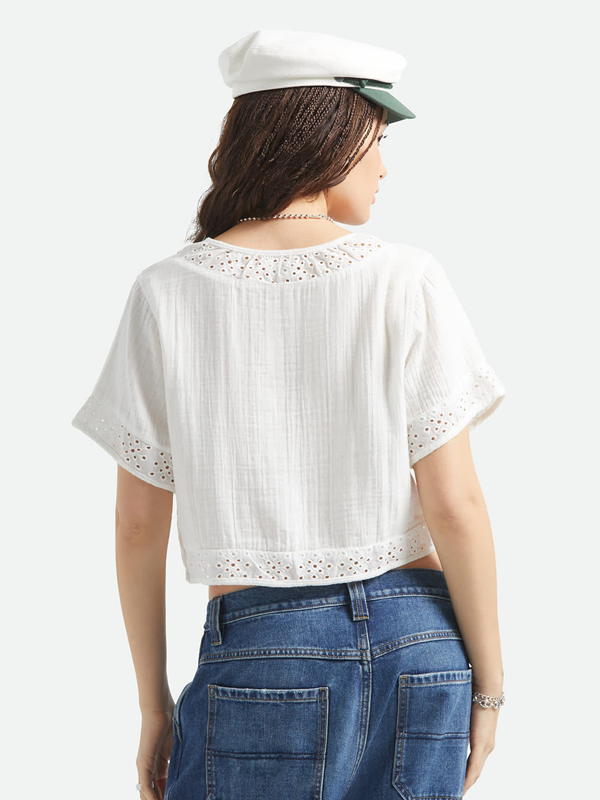 Seaside Eyelet Top: Off White