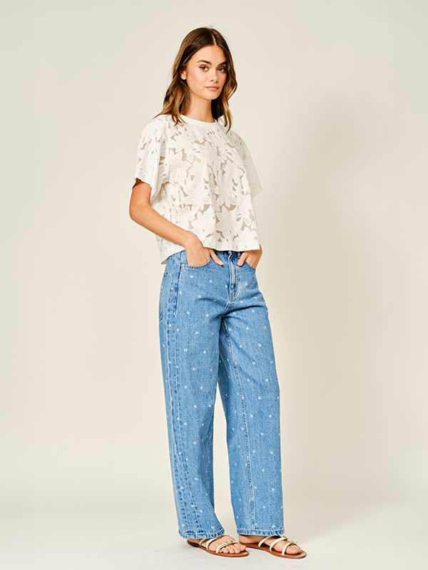 Floral Lace T-Shirt: Off White