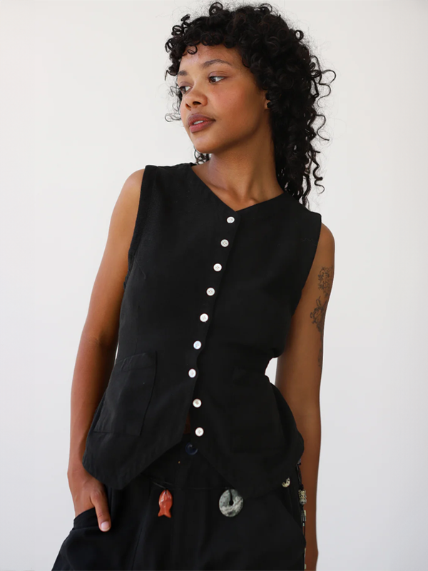 Noble Flared Vest: Ash