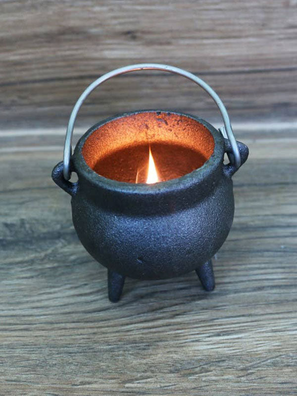 Mini Plain Cast Iron Cauldron with Lid