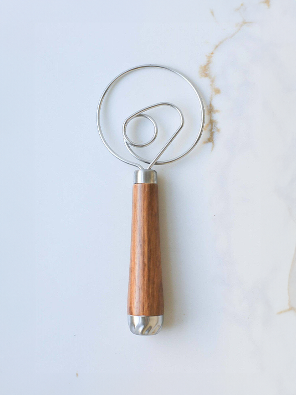Rosewood Wooden Handle Dough Whisk: One Ring