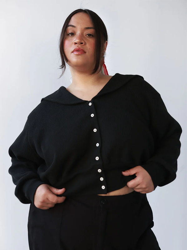 Noble Waffle Sailor Cardigan: Ash