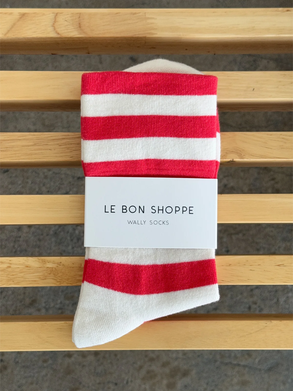 Wally Socks: Wide Red Stripe