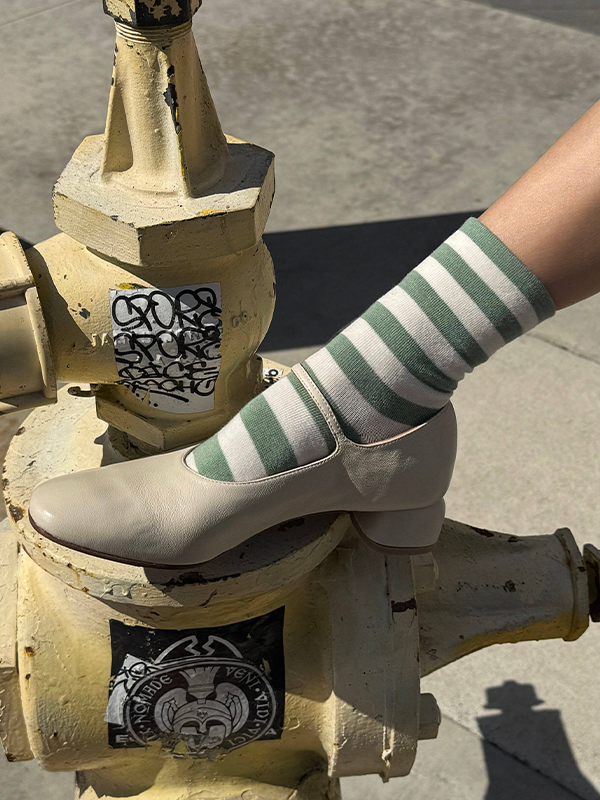 Wally Socks: Wide Matcha Stripe