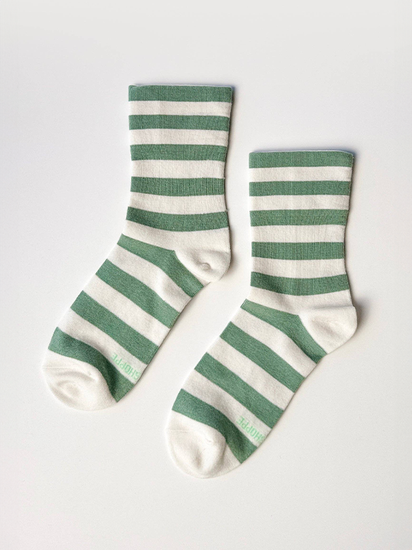 Wally Socks: Wide Matcha Stripe