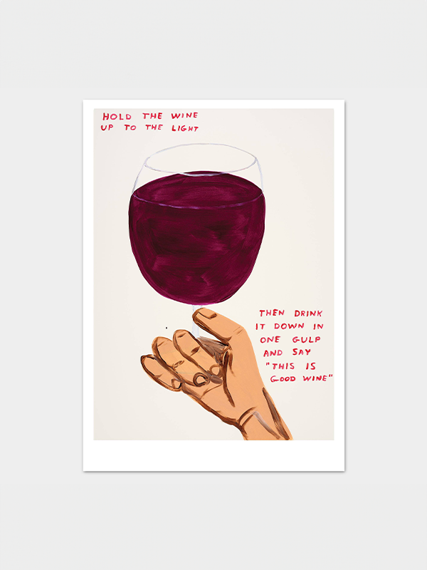 David Shrigley Postcard: Hold The Wine Up To The Light