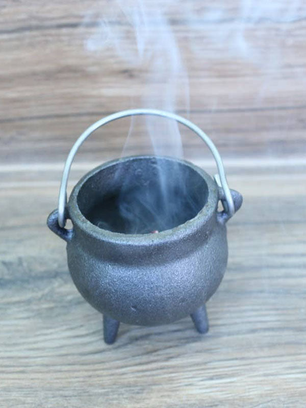 Mini Plain Cast Iron Cauldron with Lid
