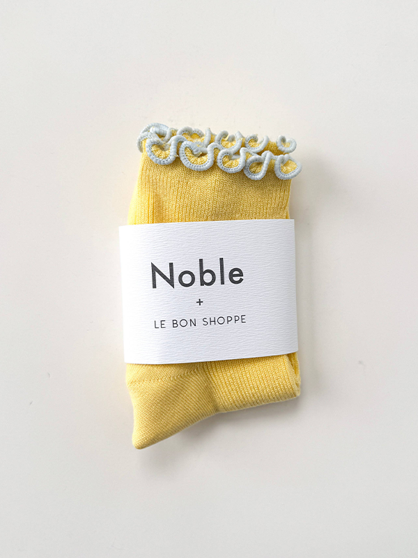 The Petite Ruffled Modal Socks: Butter/Baby Blue