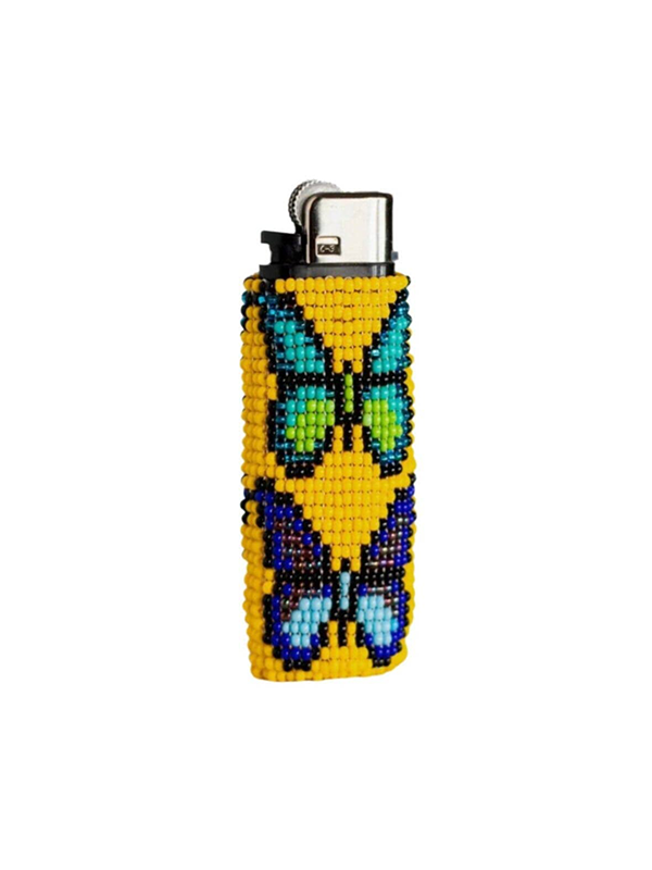 Beaded Lighter Case: Yellow Parpar