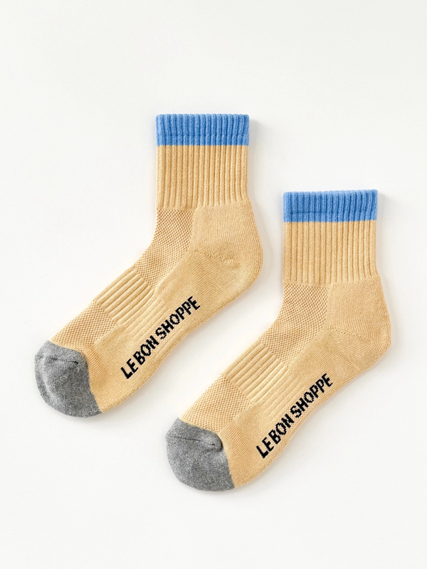 Color Block Girlfriend Socks: Yellow Blue
