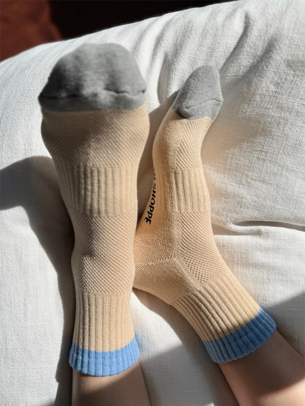Color Block Girlfriend Socks: Yellow Blue