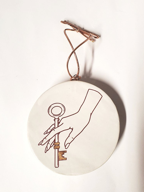 Ornament: Lucky Key (White & Gold)