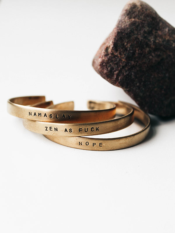 custom jewelry hand-stamped cuff bracelet brass rachael ray magazine everyday every day lyrics personalized