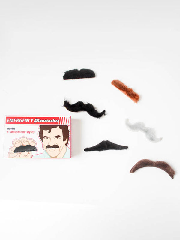 Colorful toy moustaches in various shapes and sizes, perfect for fun dress-up or party props.