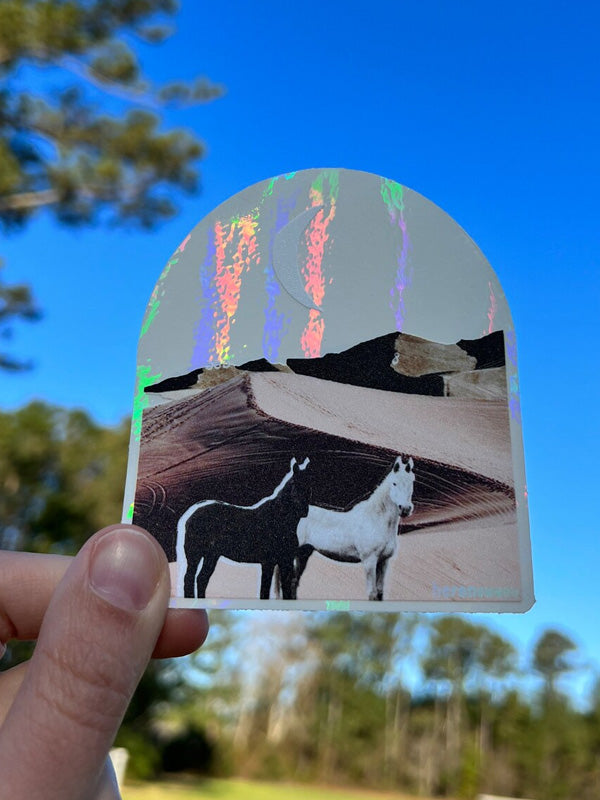Collage Dreamscape Suncatcher Stickers: Horse Moon Magic
