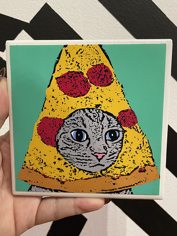Pop Art Coaster: Pizza Cat