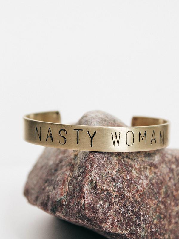 Hand Stamped Wide Brass Cuff