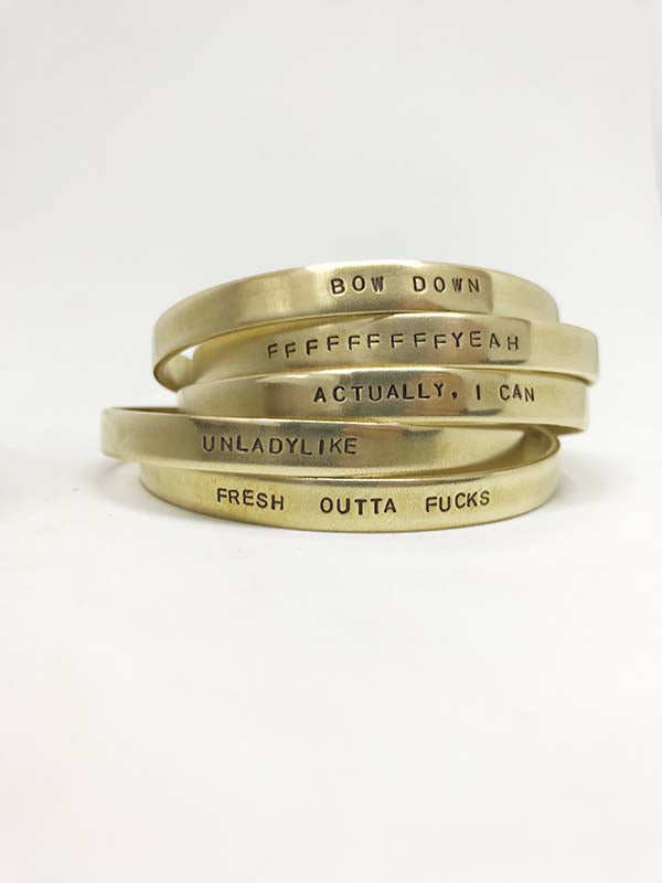 custom jewelry hand-stamped cuff bracelet brass rachael ray magazine everyday every day lyrics personalized